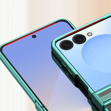 Противоударный чехол 6D Electroplating Full Coverage with Magnetic Ring для Samsung Galaxy Flip7 5G - фиолетовый