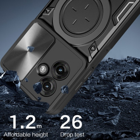 Протиударний чохол CD Texture Sliding Camshield Magnetic Holder на Motorola Moto G55 - чорний