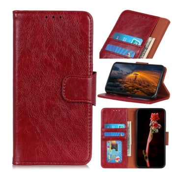 Чехол-книжка Mirren фактура “Crazy Horse” с магнитным хлястиком на Xiaomi Redmi Note 14S/ 13 Pro 4G / POCO M6 Pro 4G  - красный
