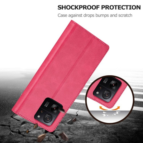 Чехол книжка LCIMEEKE Calf Texture на Xiaomi 14T Pro - красный
