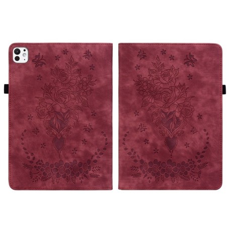 Чохол-книжка Butterfly Rose Embossed Leather на iPad Pro 11 2024 - червоний