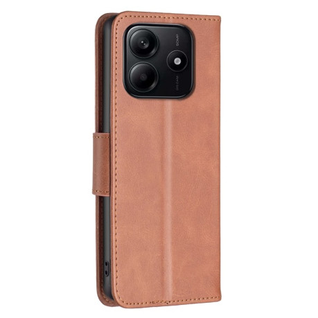 Чехол-книжка Lambskin Texture Pure Color для Xiaomi Redmi Note 14 5G/Poco M7 Pro 5G - коричневый