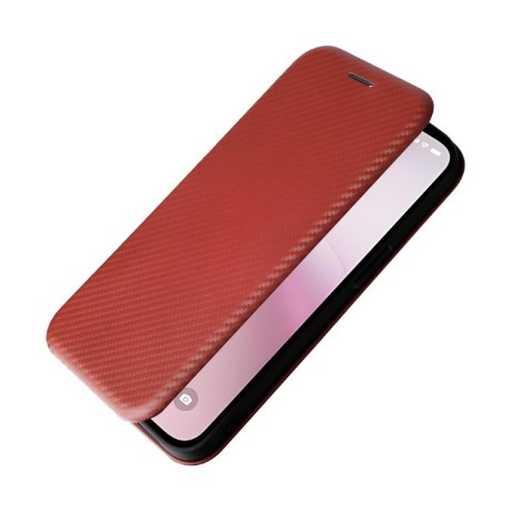 Чехол-книжка Carbon Fiber Texture на iPhone 16e - коричневый