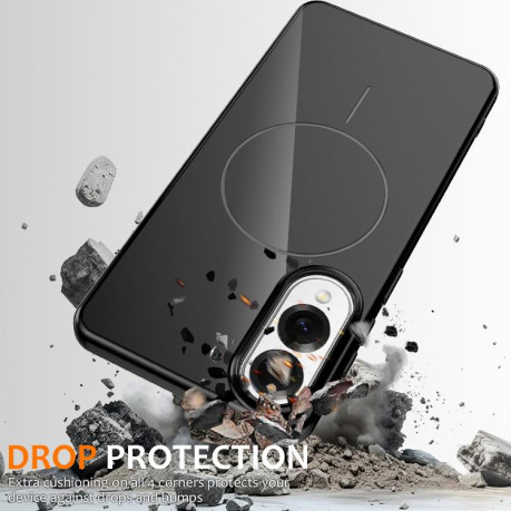 Противоударный чехол Glossy TPU Shockproof MagSafe на Samsung Galaxy S25 Edge 5G - черный