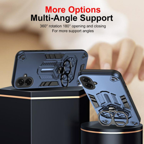 Чохол Double-Ring Holder з поворотним 360 утримувачем на Samsung Galaxy A07 - синій