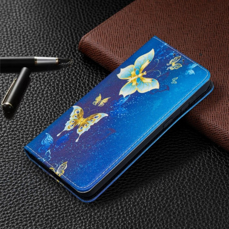 Чехол-книжка Colored Drawing Series на Samsung Galaxy S21 Plus - Gold Butterflies