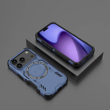 Противоударный чехол Butterfly Armor MagSafe Magnetic Ring Shockproo для iPhone 17 Pro - синий