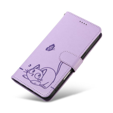 Чехол-книжка Happy Cat Pattern для Xiaomi Redmi A5 4G - фіолетовий