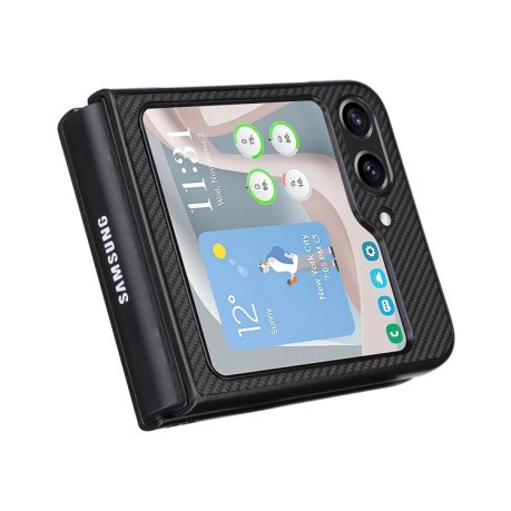 Противоударный чехол EsCase Leather Series для Samsung Galaxy Flip 5 - черный