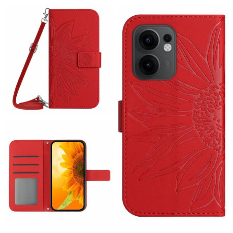 Чехол-книжка Skin Feel Sun Flower для OPPO Reno13 F/Reno13 FS - красный