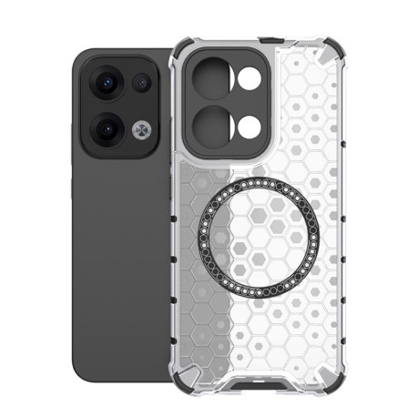 Противоударный чехол Honeycomb Magnetic Ring Shockproof на OPPO Reno13 5G Global - белый