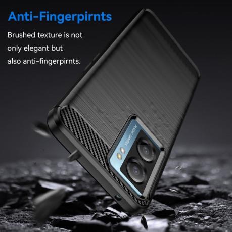Протиударний чохол Brushed Texture Carbon Fiber на  OnePlus Nord N20 SE/OPPO A57s  - чорний