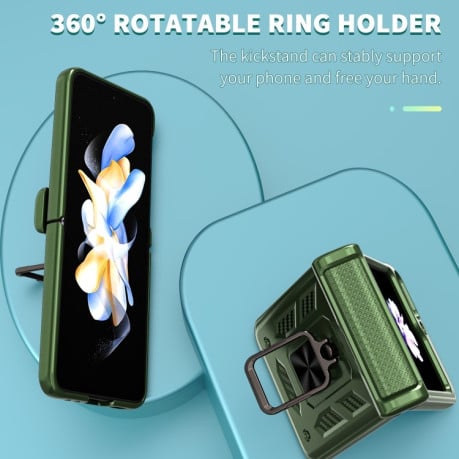 Противоударный чехол Sliding Window Hinge для Samsung Galaxy  Flip 6 5G - зеленый