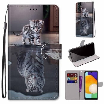 Чехол-книжка Coloured Drawing Cross для Samsung Galaxy A04s/A13 5G - Cat Becomes Tiger