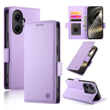 Чехол-книжка Side Buckle Magnetic Frosted Leather для Xiaomi Poco F7 - фиолетовый