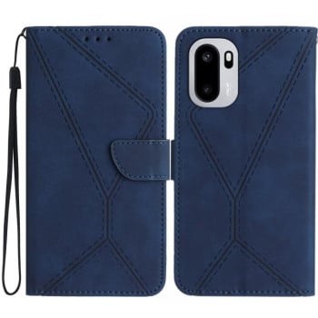 Чехол-книжка Stitching Embossed Leather на OnePlus 15R — синий
