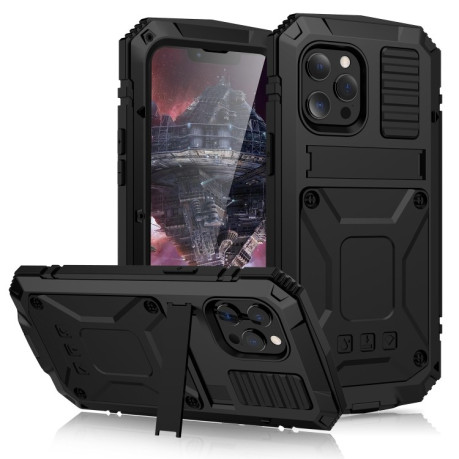 Противоударный металлический чехол R-JUST Dustproof на iPhone 14 Pro Max - черный