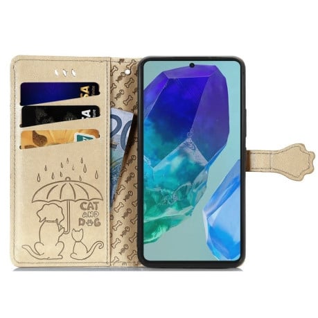 Чехол-книжка Cat and Dog для Samsung Galaxy A16 - золотой
