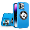 Противоударный чехол Skin Feel Magnifier MagSafe Lens для iPhone 15 Pro Max - голубой