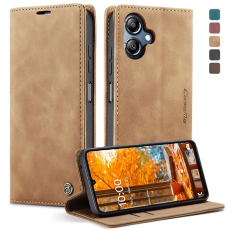 Чехол-книжка CaseMe-013 многофункциональный с кармашком на карт на Samsung Galaxy A07/A06 - коричневый