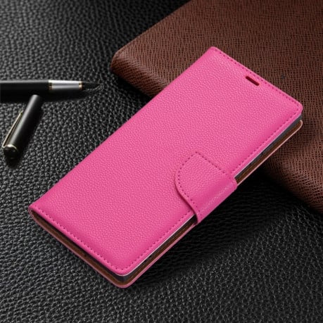 Чехол-книжка Litchi Texture Pure Color на Samsung Galaxy S22 Ultra 5G - пурпурно-красный