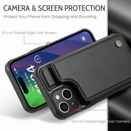 Чехол CaseMe C22 Card Slots Holder RFID Anti-theft для iPhone 15 - черный