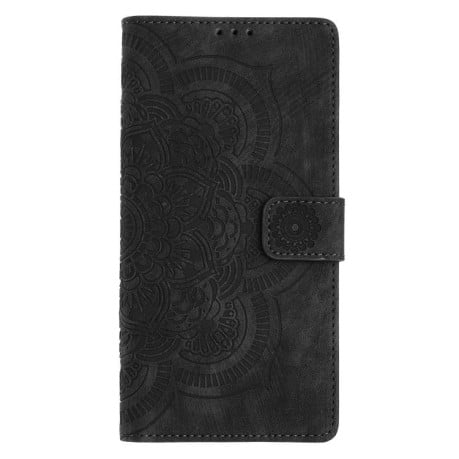 Чохол-книжка в стилі Retro з тисненням Mandala м'якою фактурою та магнітним хлястиком на Samsung Galaxy S25 FE 5G - чорний