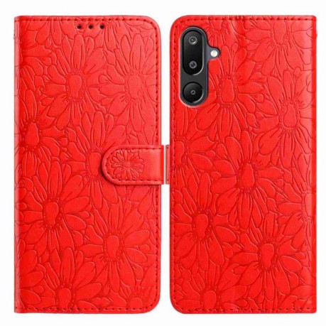 Чехол-книжка Daisy Embossed Leather для Samsung Galaxy F16 5G / M16 5G - красный