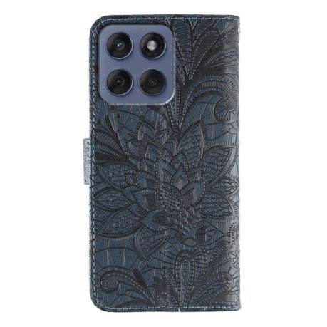 Чехол-книжка Lace Flower Embossing для Motorola Edge 60 Fusion 5G - синий