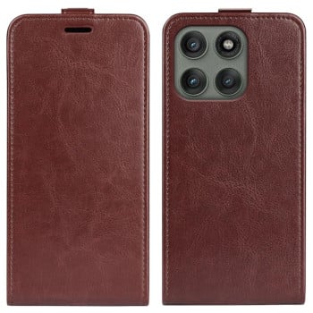 Чехол Cross Leather Ring Vertical Zipper Wallet для Motorola Edge 60 Pro - коричневый