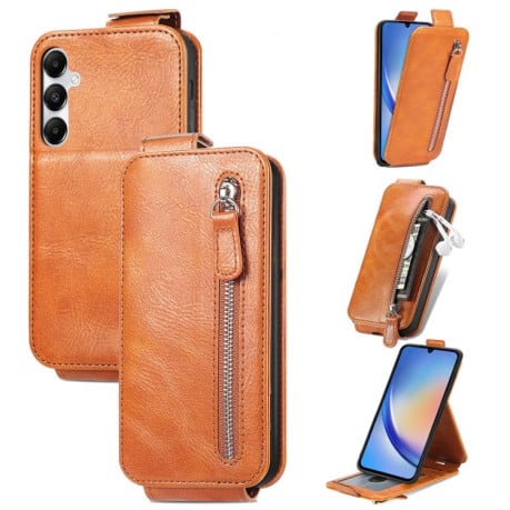 Фліп-чохол Zipper Wallet Vertical для Samsung Galaxy A35 5G - коричневий