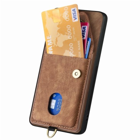 Противоударный чехол Retro Card Wallet Fold Leatherна для Xiaomi 13T / 13T Pro - коричневый