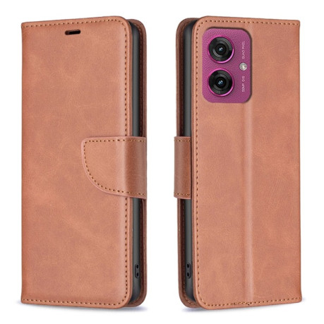 Чохол-книжка Lambskin Texture Pure Color для Motorola Moto G55 - коричневий