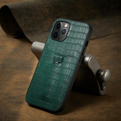 Протиударний чохол Fierre Shann Crocodile Texture для iPhone 12 Pro Max - зелений