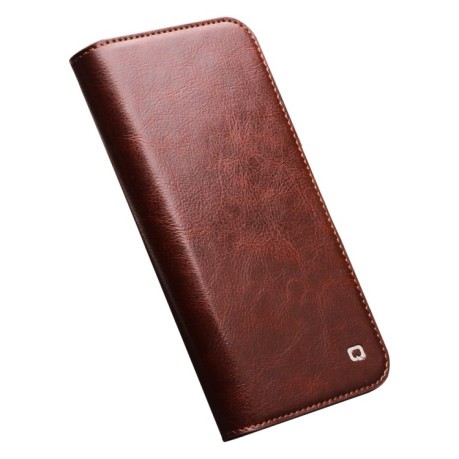 Кожаный чехол-книжка QIALINO Classic Case для iPhone 14 Plus - коричневый