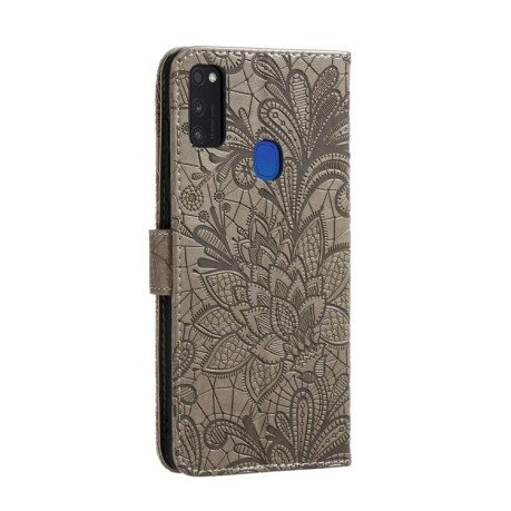 Чехол-книжка Lace Flower на Samsung Galaxy M51 - серый