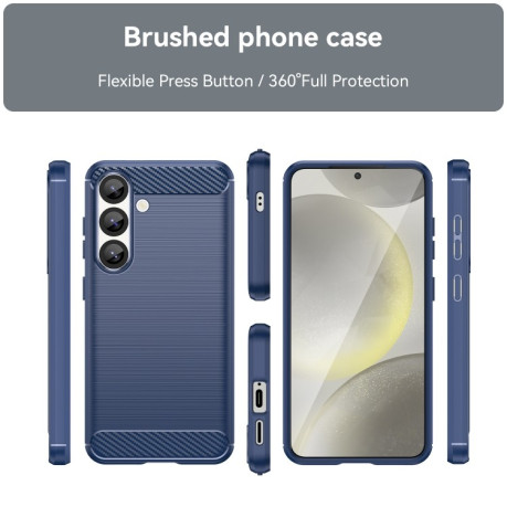 Протиударний чохол Brushed Texture Carbon Fiber для Samsung Galaxy S25 5G - синій