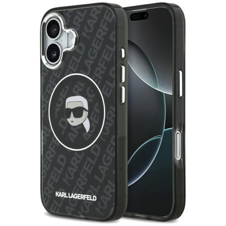 Оригинальный чехол Karl Lagerfeld IML Karl Head Logo с MagSafe на iPhone 17 - Black