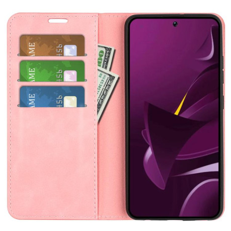 Чохол-книжка Retro Skin Feel Business Magnetic на Xiaomi Poco M7 Pro 5G - рожевий