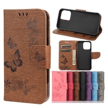 Чехол-книжка Vintage Floral Butterfly для iPhone 13 Pro Max - коричневый