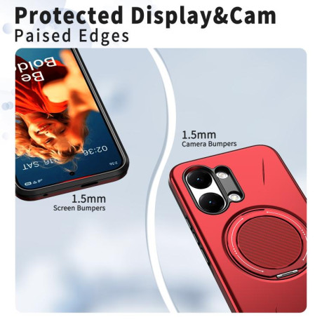 Чохол Metal Rotation Holder MagSafe TPU Hybrid PC з металевим поворотним тримачем і MagSafe на Xiaomi Redmi Turbo 5 Max 5G / Poco X8 Pro Max 5G — червоний
