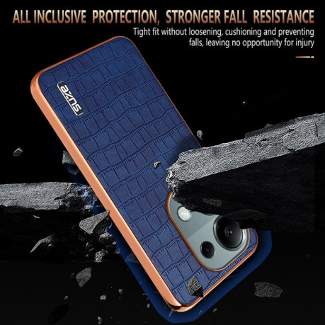 Чехол AZNS Electroplated Frame Crocodile Texture на Xiaomi Redmi Note 14S/ 13 Pro 4G / POCO M6 Pro 4G - зеленый