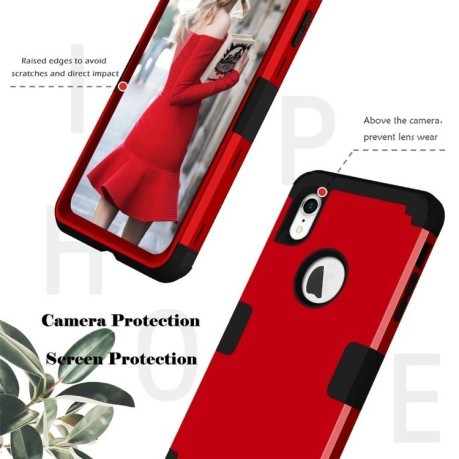 Противоударный чехол Dropproof 3 in 1 Silicone sleeve на iPhone XR -красный