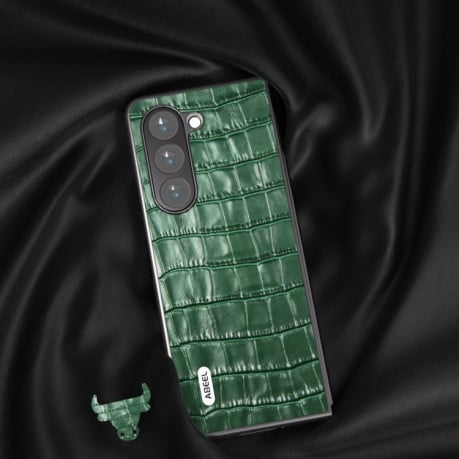 Протиударний чохол ABEEL Crocodile Texture Genuine Leather для Samsung Galaxy Fold 6 - зелений