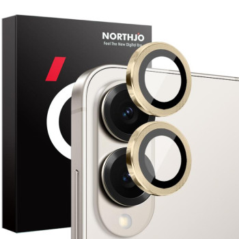 Захисне скло на камеру NORTHJO Camera Lens Protector CD Metal Ring на Samsung Galaxy S25 Edge 5G - золотое