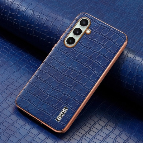Чехол AZNS Electroplated Frame Crocodile Texture на Samsung Galaxy A36 - синий