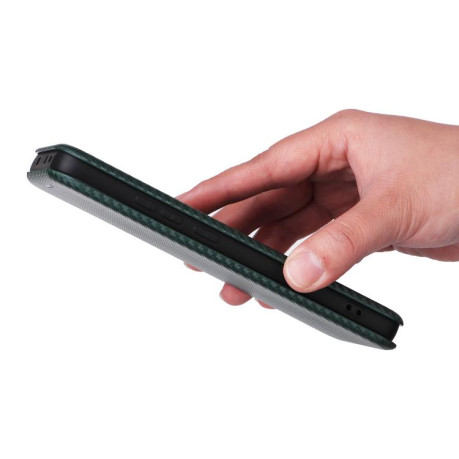 Чехол-книжка Carbon Fiber Texture на Xiaomi Poco X7 Pro / Xiaomi Redmi Turbo 4 - зеленый