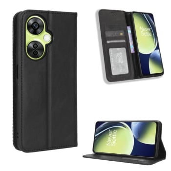 Чехол-книжка Magnetic Buckle Retro Crazy Horse Texture на OnePlus Nord N30/CE 3 Lite - черный
