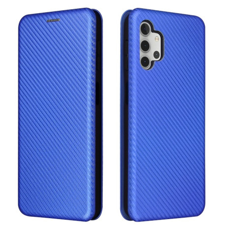 Чехол-книжка Carbon Fiber Texture на Samsung Galaxy A32 4G- синий