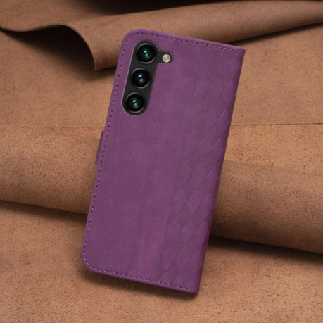 Чехол-книжка Plaid Embossed Leather для Samsung Galaxy S24 5G - фиолетовый